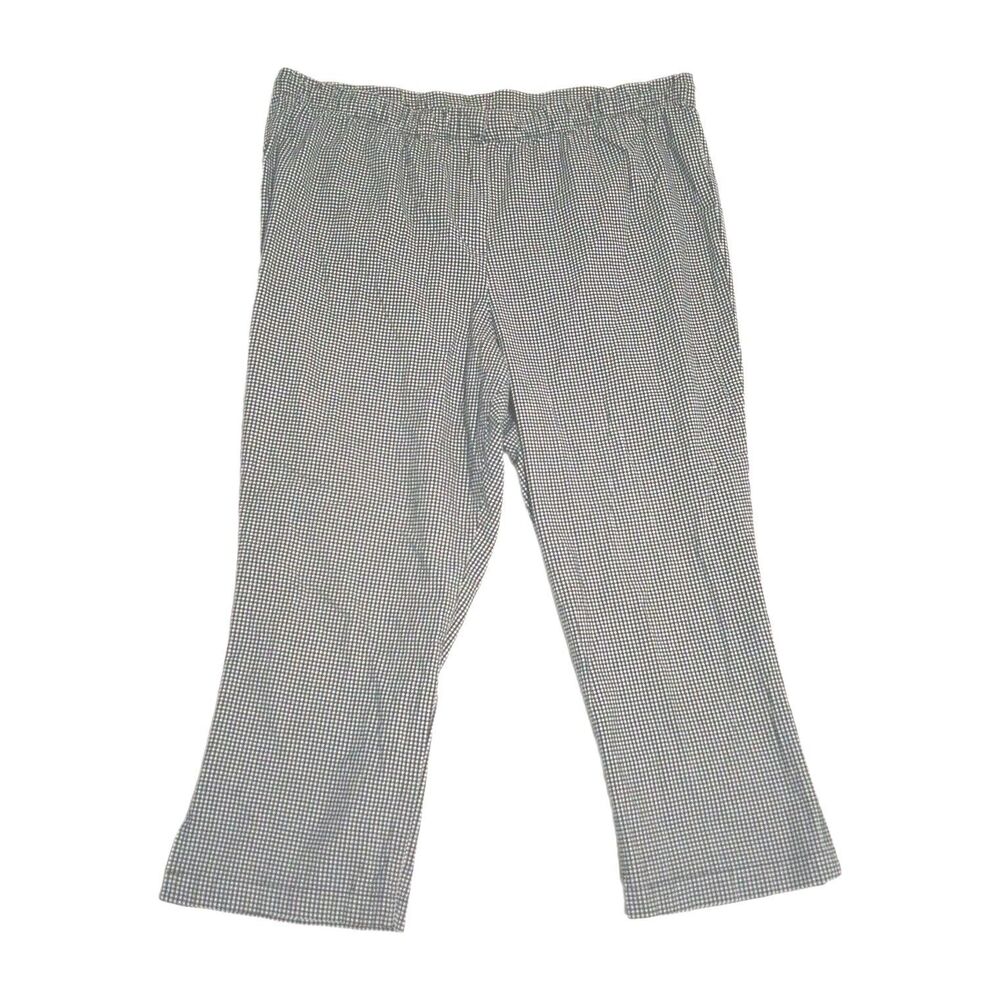 Sz L Motherhood Maternity Gingham Capri Pants Womens Black White Checkered Crop
